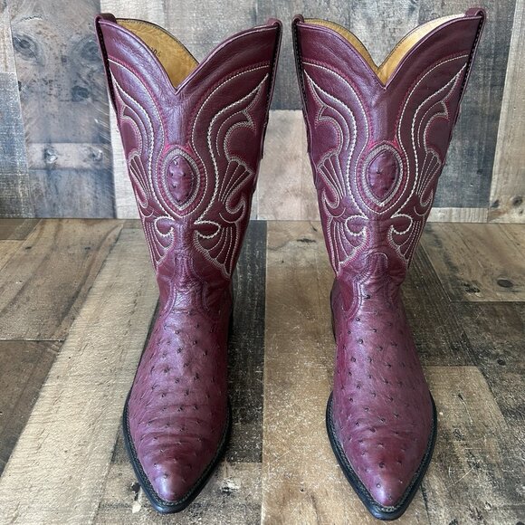 Los Altos Full Quill Ostrich Western Cowboy Boots Mens 10 EE - Picture 2 of 12